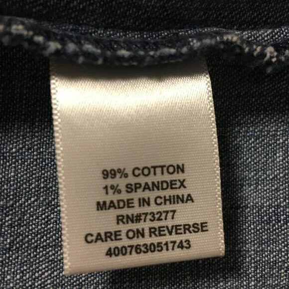 ELLE Blue Jean Denim White Polka Dot Jacket Front Pockets Women's Size Medium - Picture 7 of 8